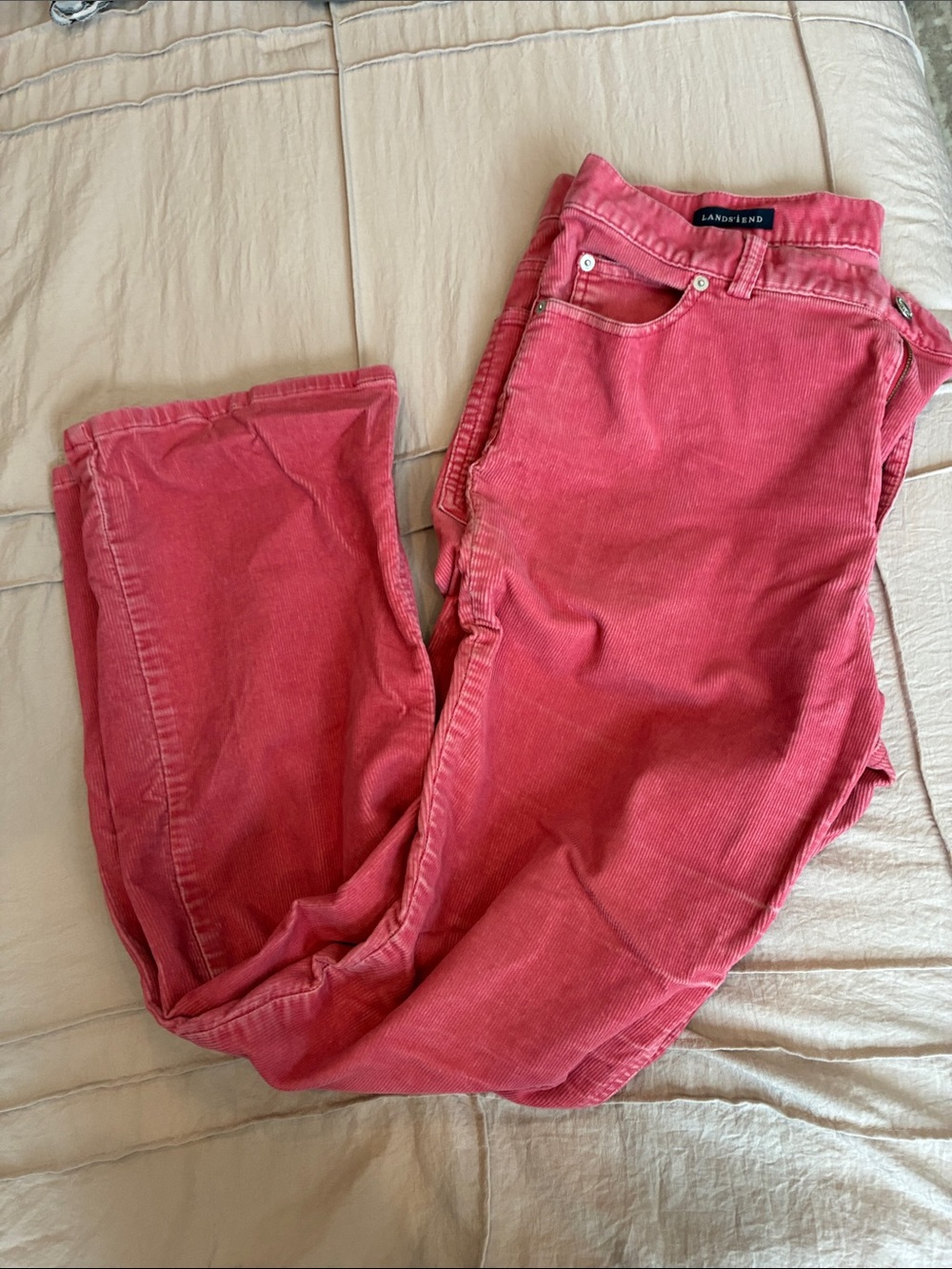 Lands' End Women's Rose-Pink Corduroy Jeans